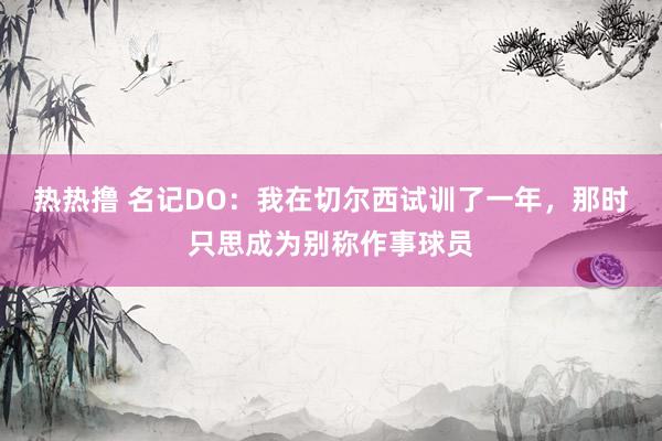 热热撸 名记DO：我在切尔西试训了一年，那时只思成为别称作事球员