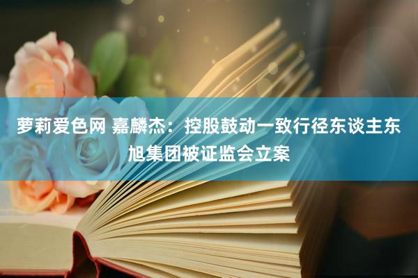 萝莉爱色网 嘉麟杰：控股鼓动一致行径东谈主东旭集团被证监会立案