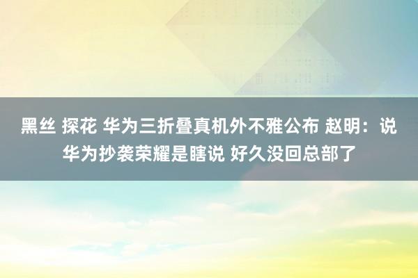 黑丝 探花 华为三折叠真机外不雅公布 赵明：说华为抄袭荣耀是瞎说 好久没回总部了