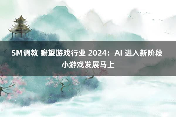 SM调教 瞻望游戏行业 2024：AI 进入新阶段 小游戏发展马上