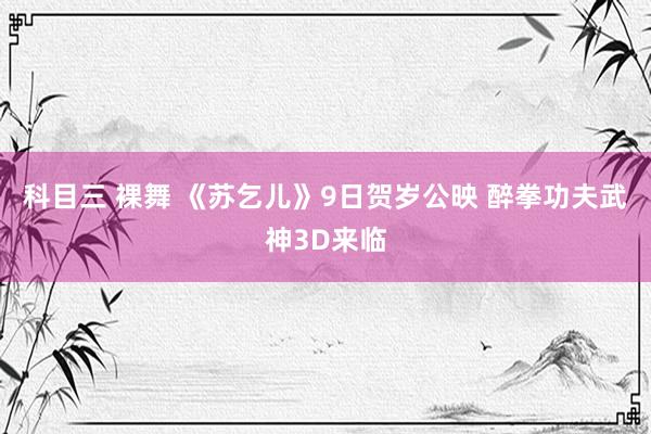 科目三 裸舞 《苏乞儿》9日贺岁公映 醉拳功夫武神3D来临