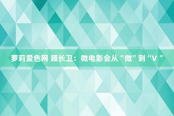 萝莉爱色网 顾长卫：微电影会从“微”到“V ”