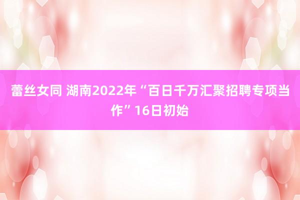 蕾丝女同 湖南2022年“百日千万汇聚招聘专项当作”16日初始