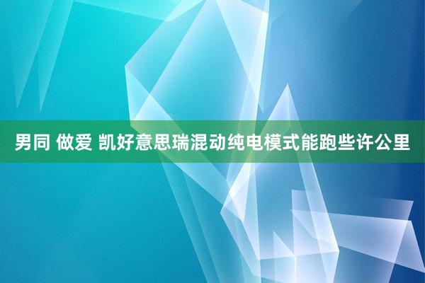 男同 做爱 凯好意思瑞混动纯电模式能跑些许公里